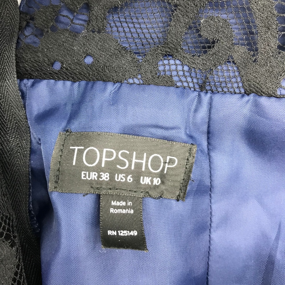 Topshop Blue Polka Dot Black Lace Romper 6 - Picture 7 of 8